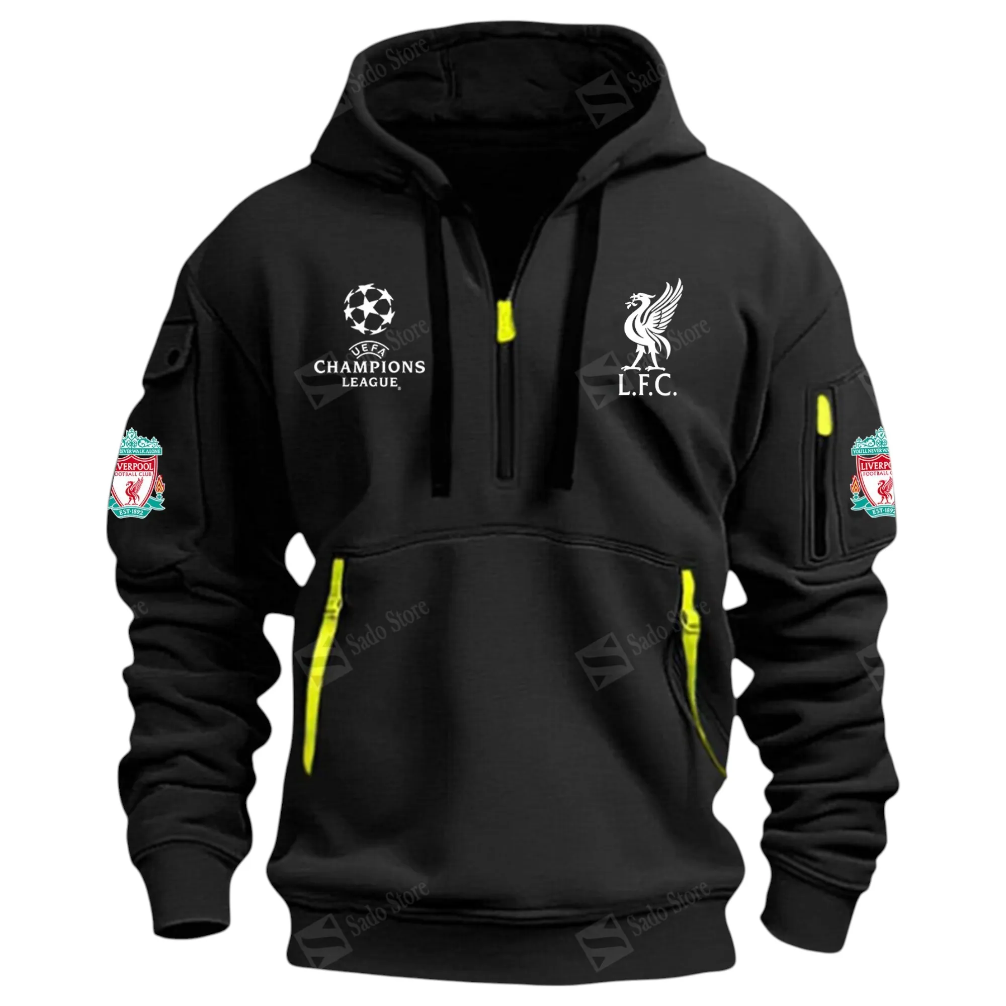Liverpool Hoodie Half Zip Premier League Champions 2025 EPL40050825897 - Black