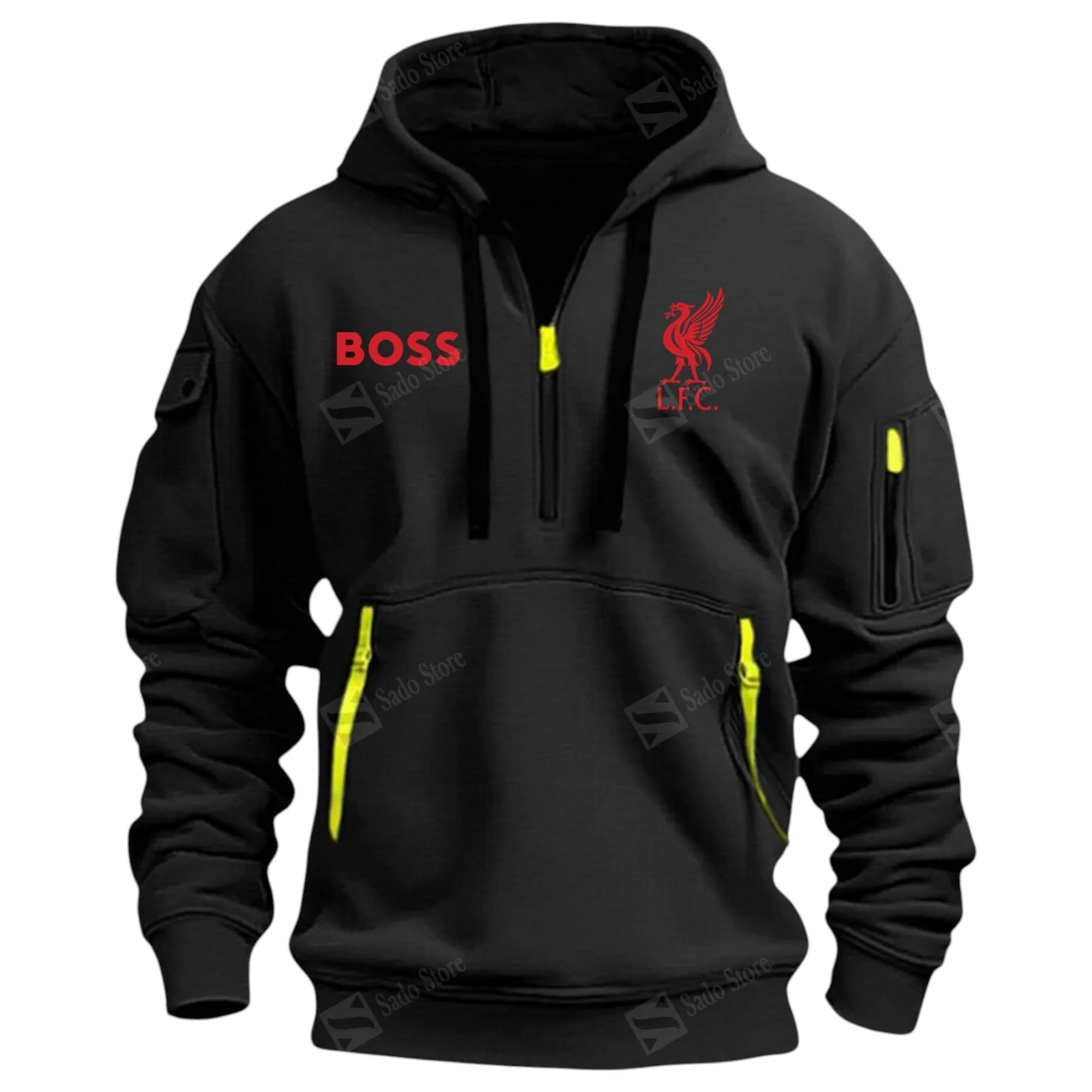 Liverpool Hoodie Half Zip Premier League Champions 2025 EPL40050825899 - Black