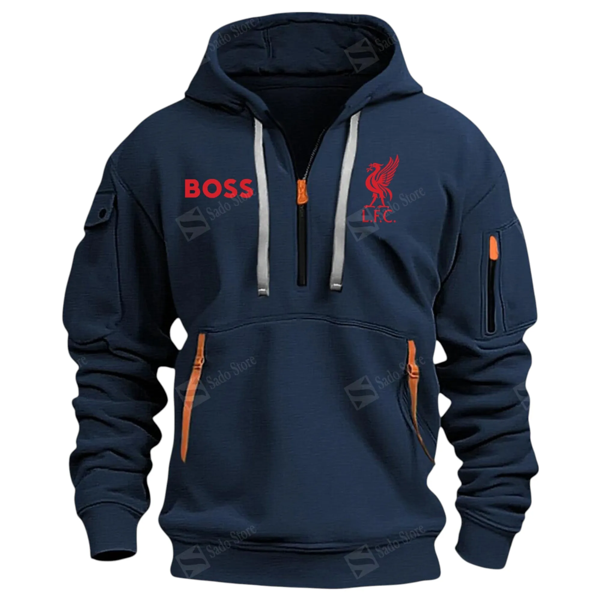 Liverpool Hoodie Half Zip Premier League Champions 2025 EPL40050825899 - Navy