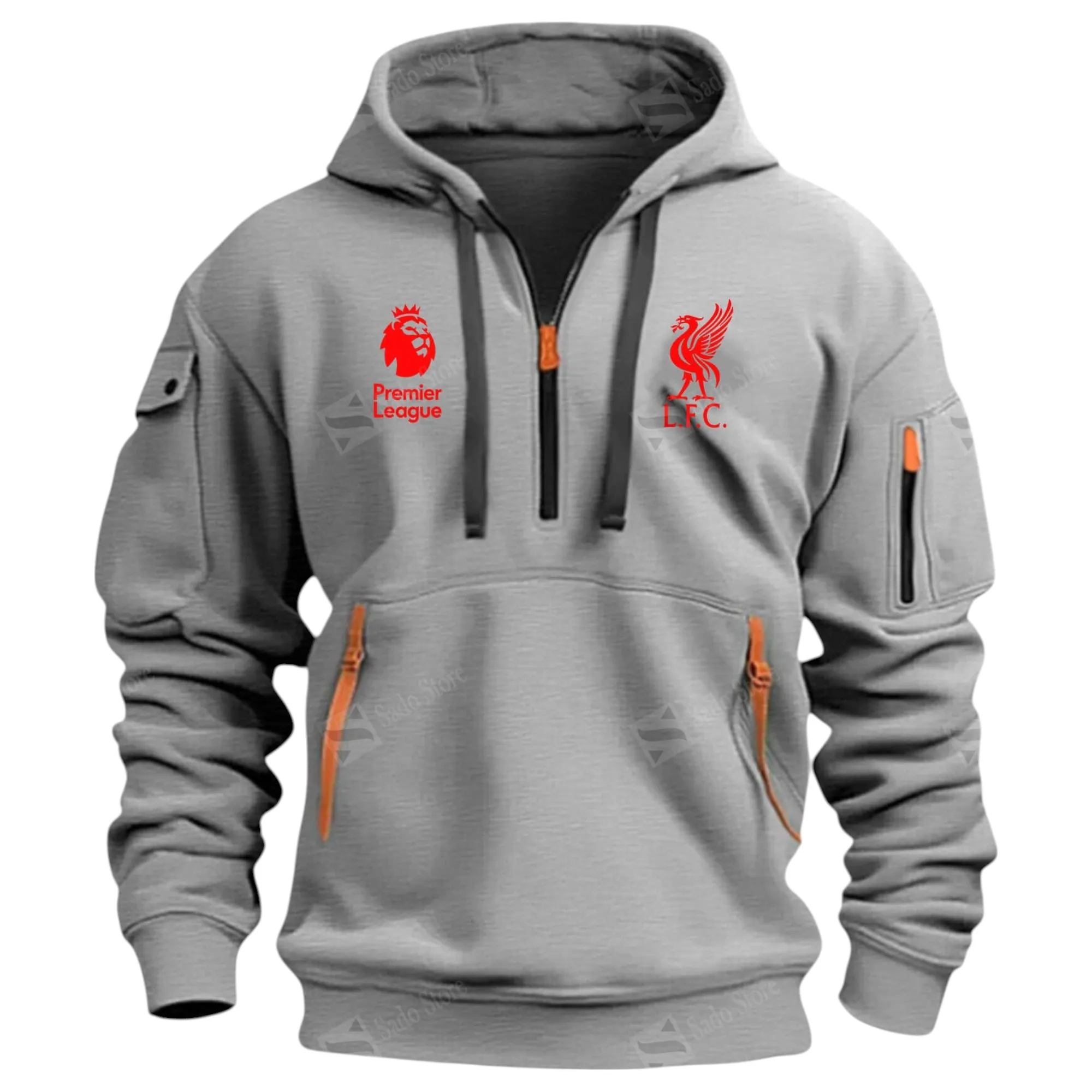 Liverpool Hoodie Half Zip Premier League Champions 2025 EPL40050825902 - Gray