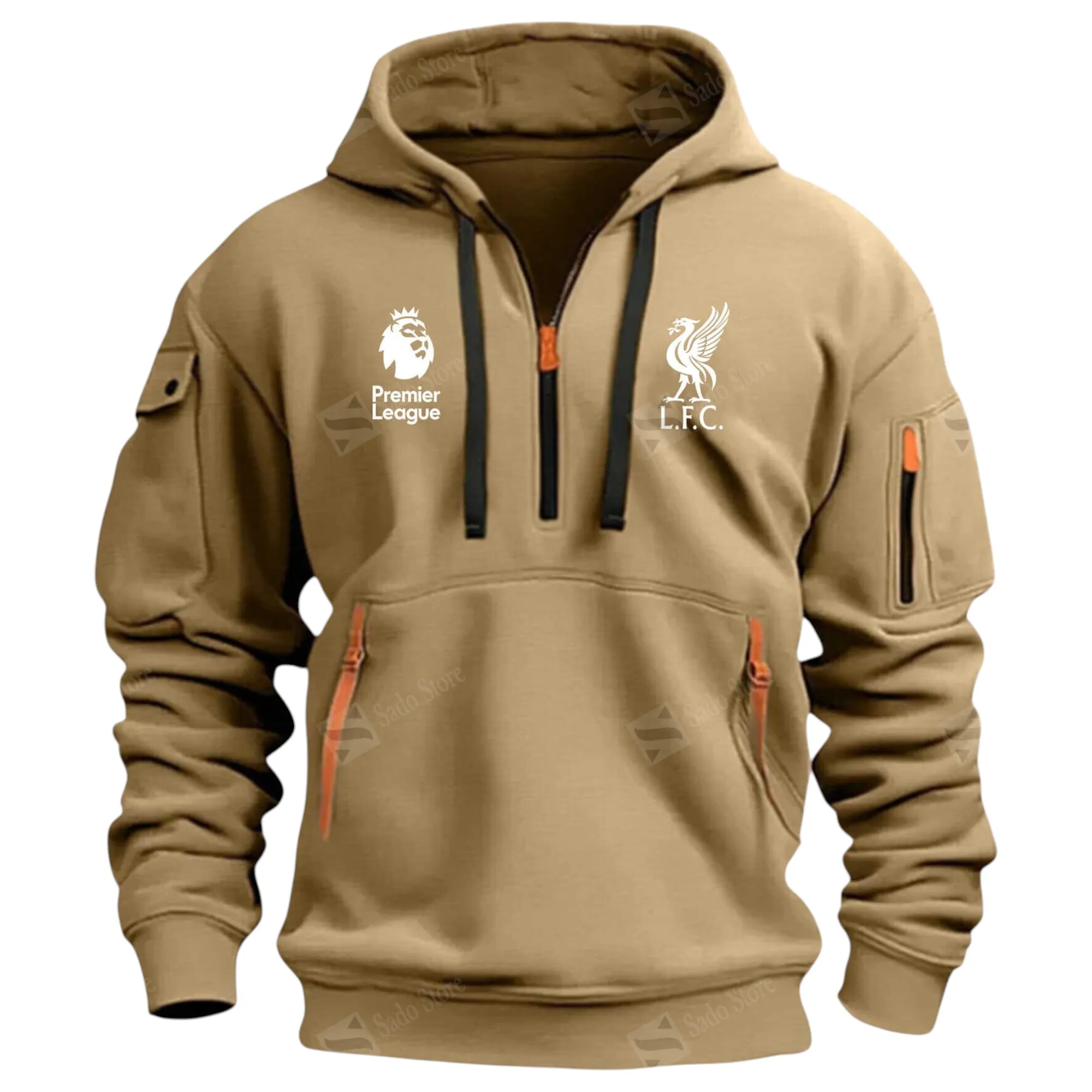 Liverpool Hoodie Half Zip Premier League Champions 2025 EPL40050825902 - Khaki