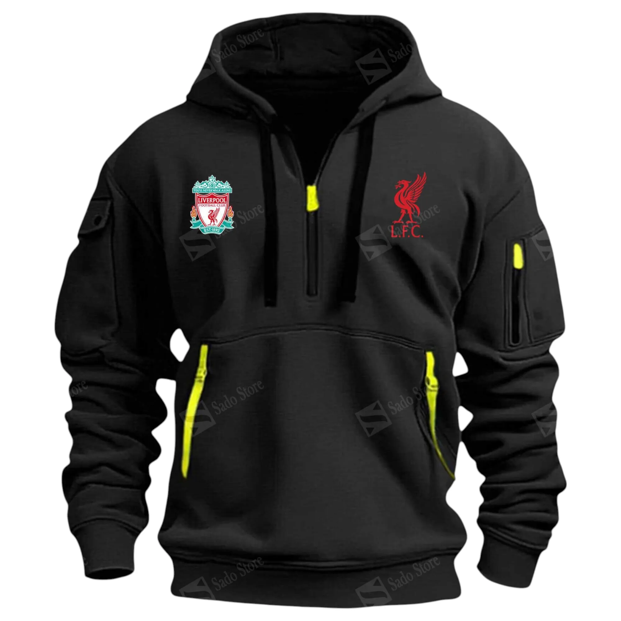 Liverpool Hoodie Half Zip Premier League Champions 2025 EPL40050825904 - Black