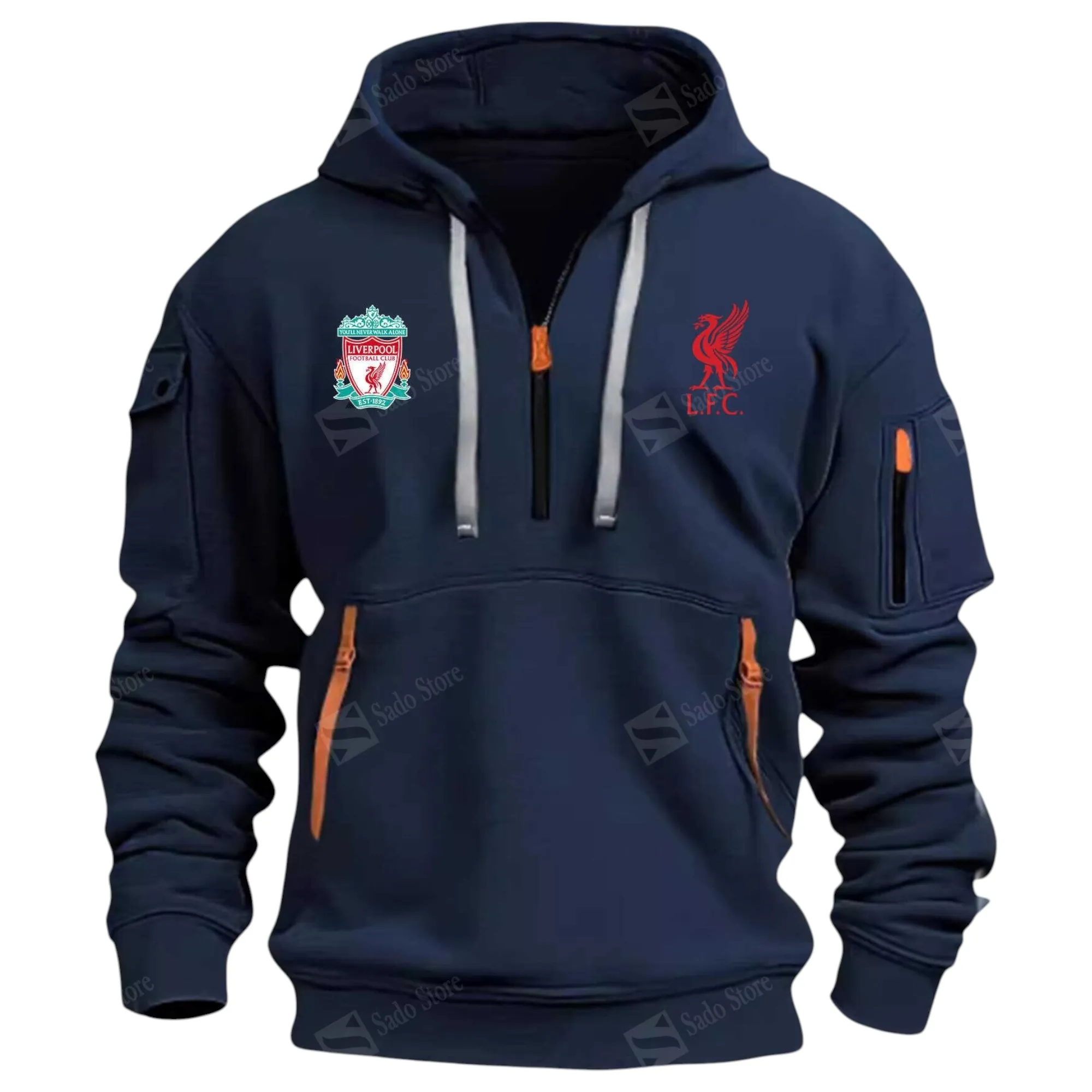 Liverpool Hoodie Half Zip Premier League Champions 2025 EPL40050825904 - Navy