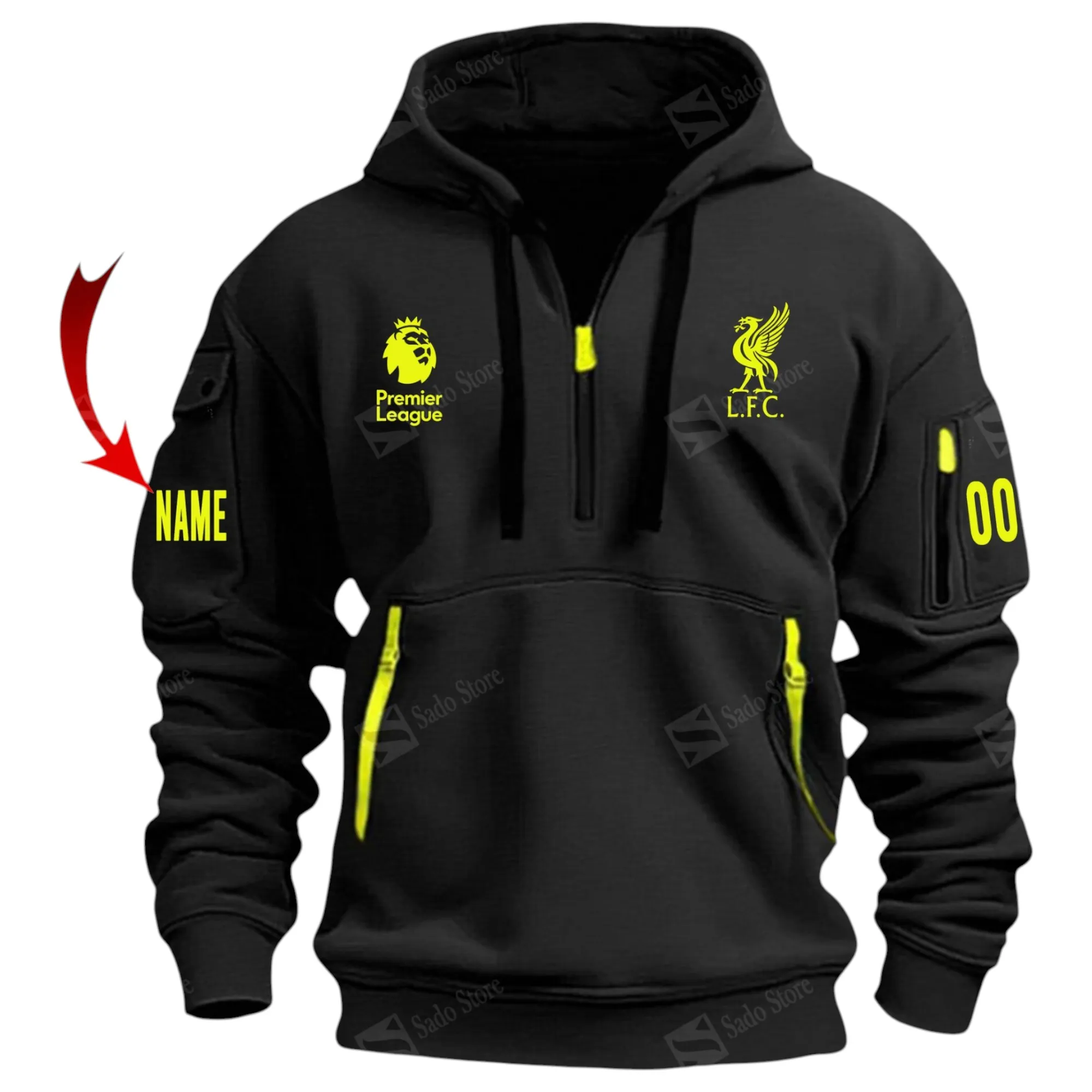 Liverpool Hoodie Half Zip Premier League Champions 2025 EPL40050825907 - Black
