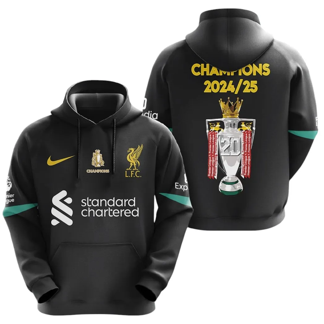 Liverpool Hoodie Premier League Champions 2025 Unisex Hoodie EPL38050525113