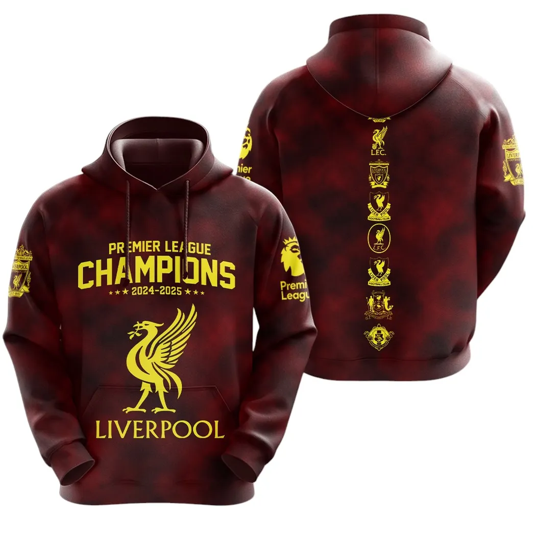Liverpool Hoodie Premier League Champions 2025 Unisex Hoodie EPL38050525151