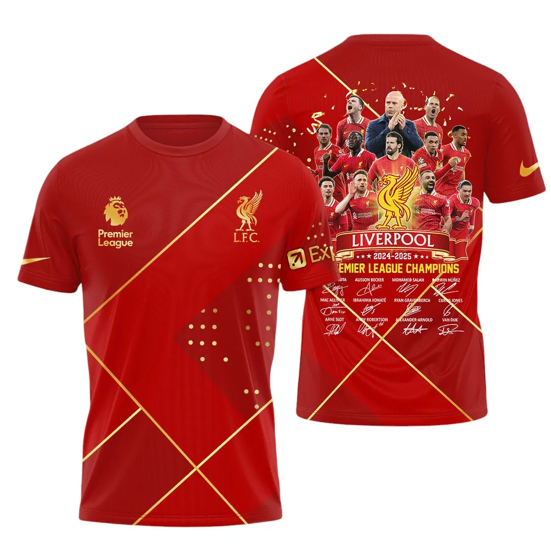 Liverpool T-Shirt Premier League Champions 2025 Unisex T-Shirt EPL38050525152