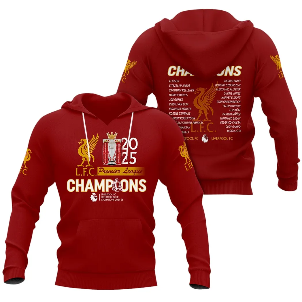 Liverpool Hoodie Premier League Champions 2025 Unisex Hoodie EPL4105062105