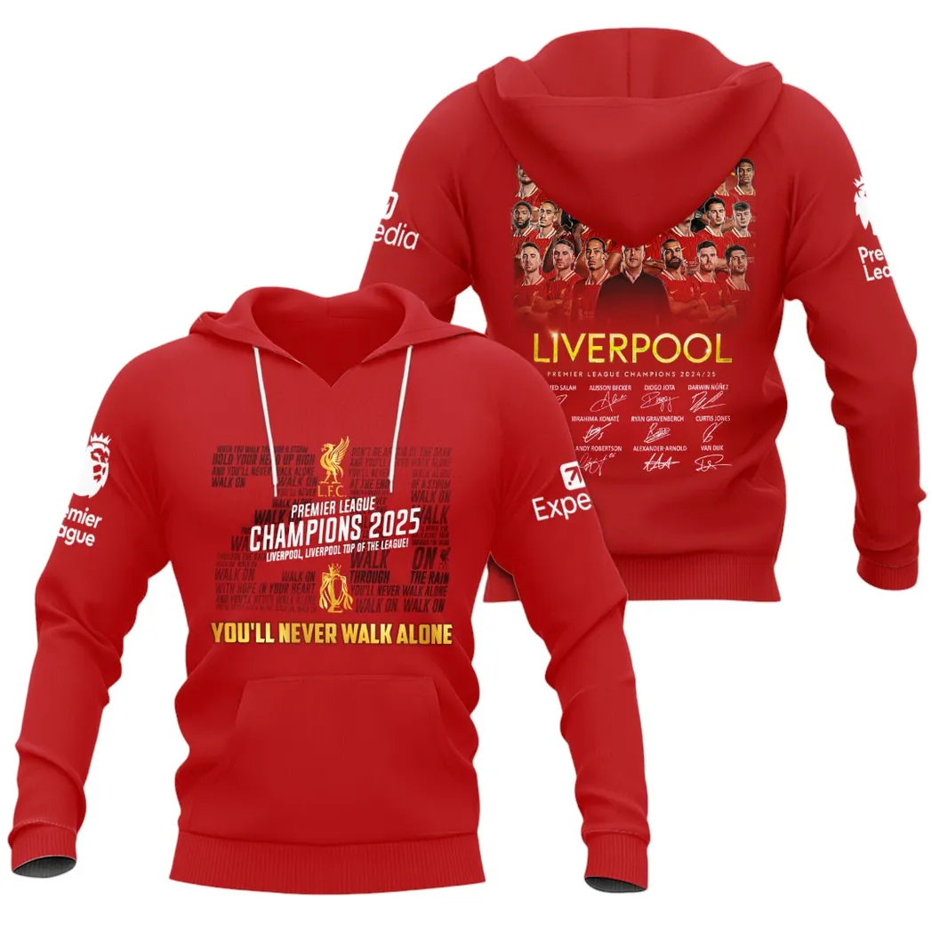 Liverpool Hoodie Premier League Champions 2025 Unisex Hoodie EPL4105062167