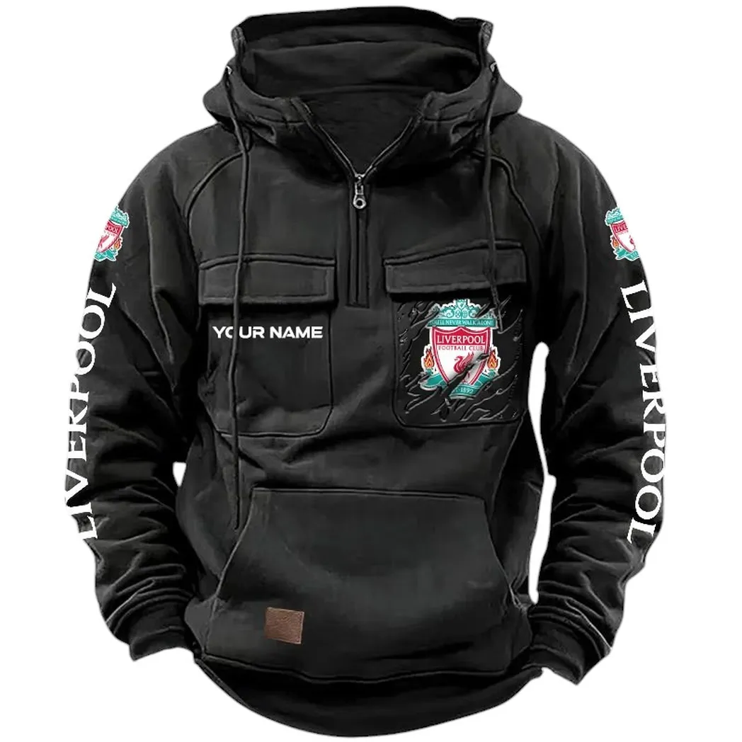 Liverpool Hoodie  Tactical Quarter Zip, All Over Print Hoodie Liverpool EPL17042625333 - Black