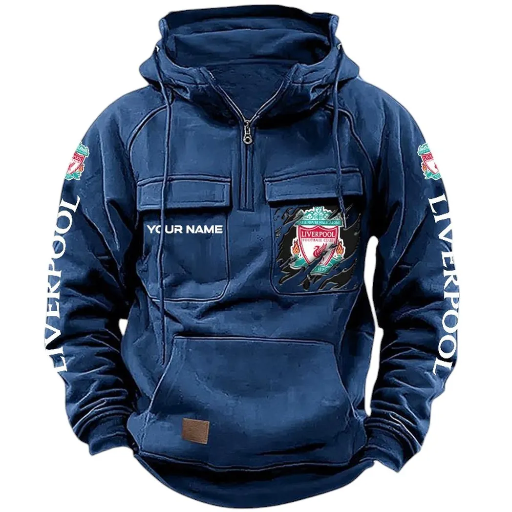 Liverpool Hoodie  Tactical Quarter Zip, All Over Print Hoodie Liverpool EPL17042625333 - Dark Blue