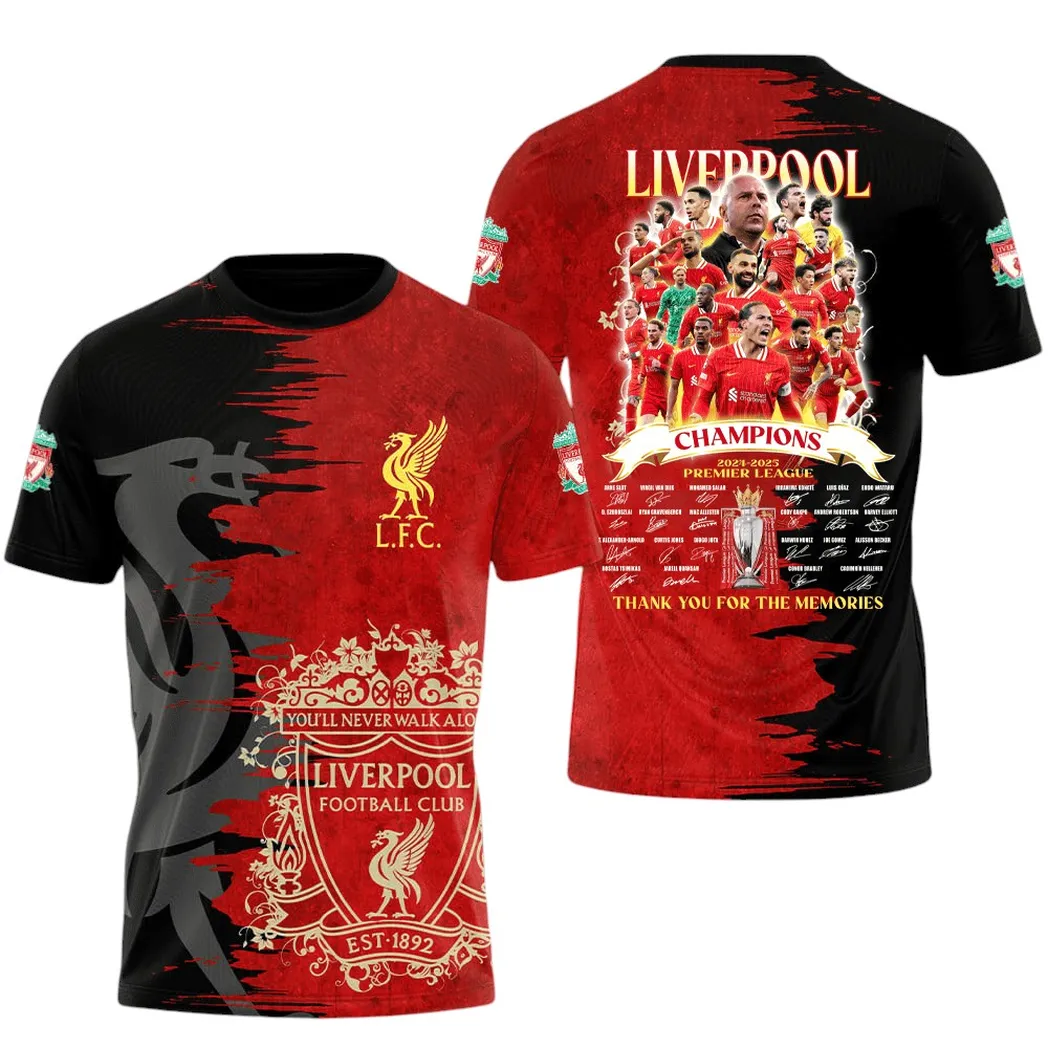 Liverpool T-Shirt Premier League Champions 2025 Unisex Shirts EPL38050525133