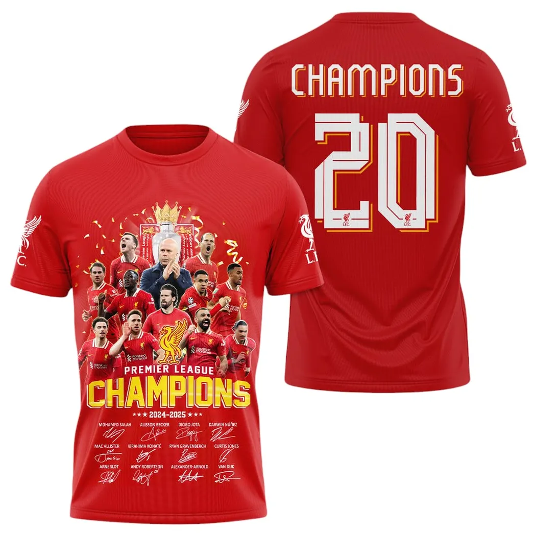 Liverpool T-Shirt Premier League Champions 2025 Unisex Shirts EPL38050525143