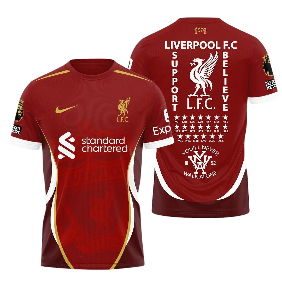 Liverpool T-Shirt Premier League Champions 2025 Unisex Shirts EPL38050525166
