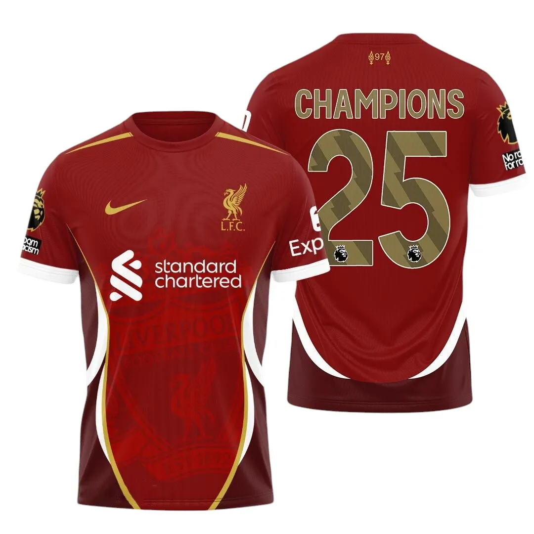 Liverpool T-Shirt Premier League Champions 2025 Unisex Shirts EPL38050525167