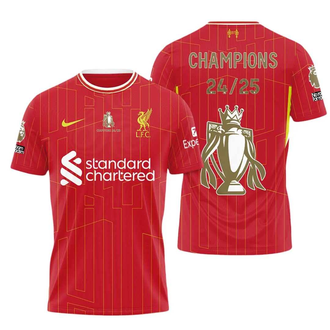 Liverpool T-Shirt Premier League Champions 2025 Unisex Shirts EPL38050525179