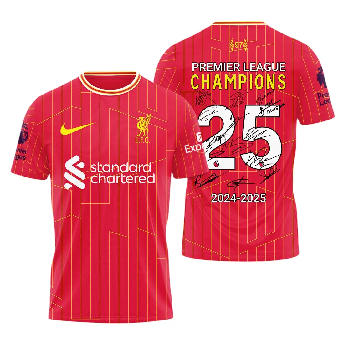 Liverpool T-Shirt Premier League Champions 2025 Unisex Shirts EPL38050525208