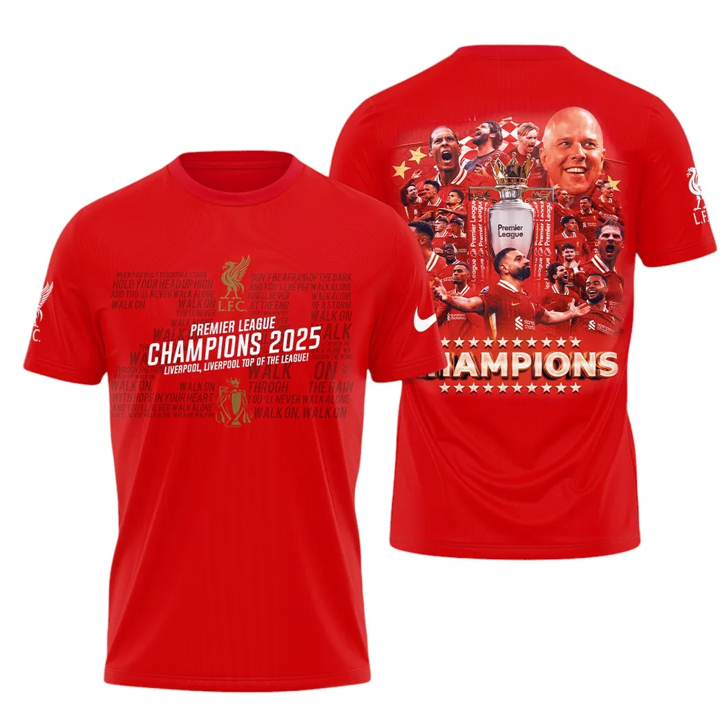 Liverpool T-Shirt Premier League Champions 2025 Unisex T-Shirt EPL4105062142