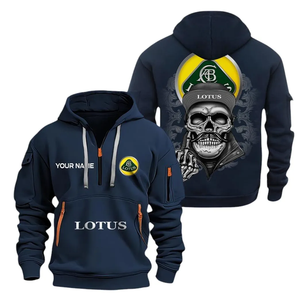 Lotus Half Zip Hoodie For Men, Gift For Lotus Fan CAR166022625170 - Navy