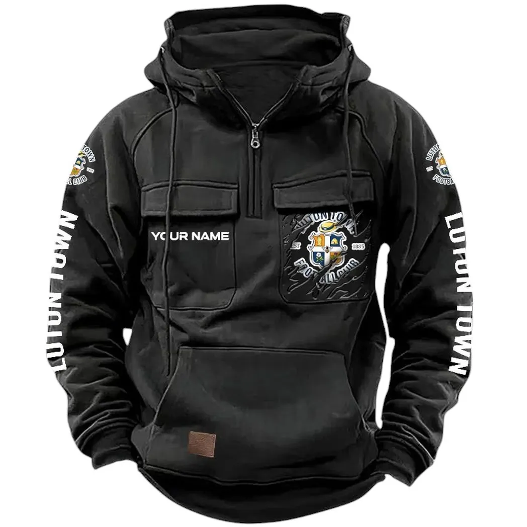 Luton Town Hoodie  Tactical Quarter Zip, All Over Print Hoodie Luton Town EPL17042625357 - Black