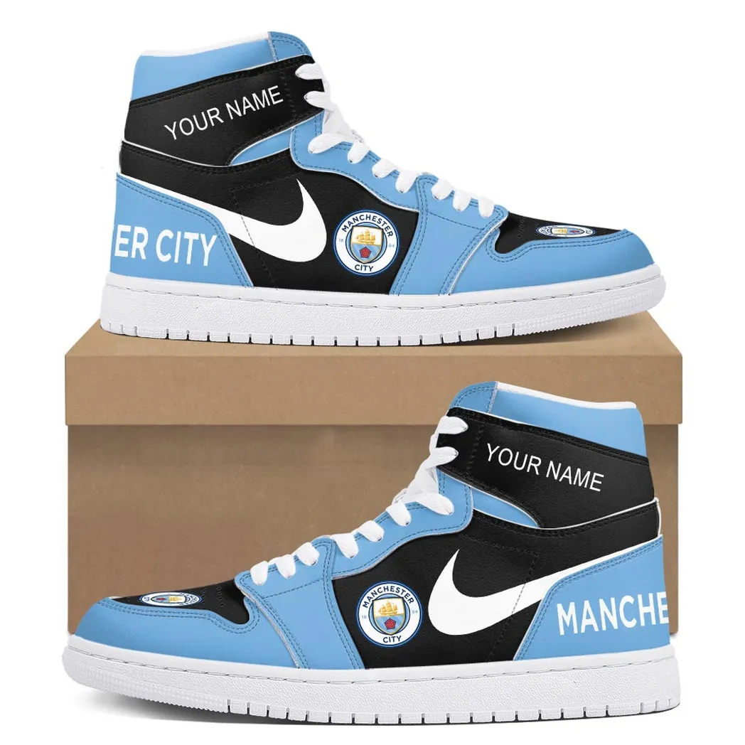 Manchester City Air Jordan 1 High Sneakers, Nike Sneakers For Manchester City Fans EPL16042525671