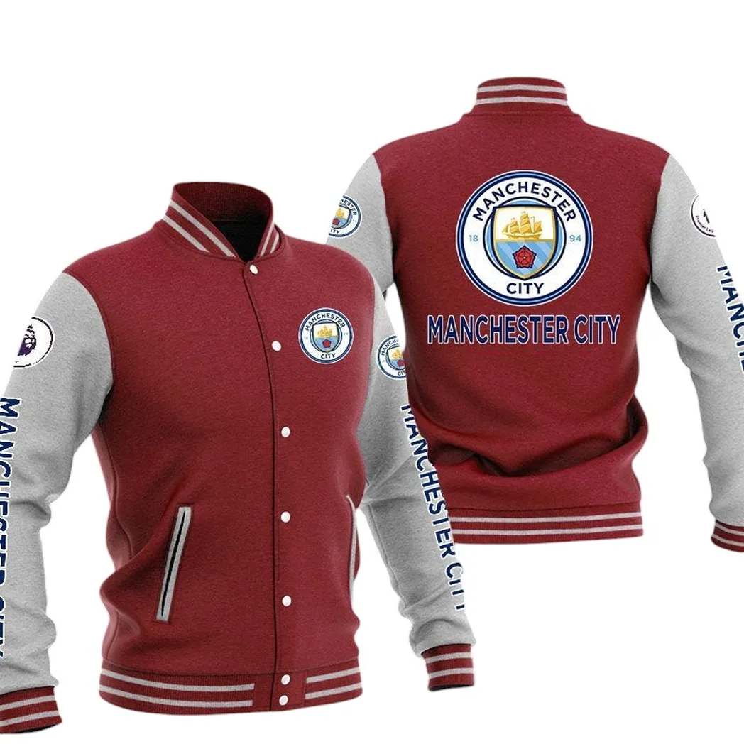 Manchester City EPL Baseball Jacket SPO1320009, Gift For Fan Manchester City - Burgundy