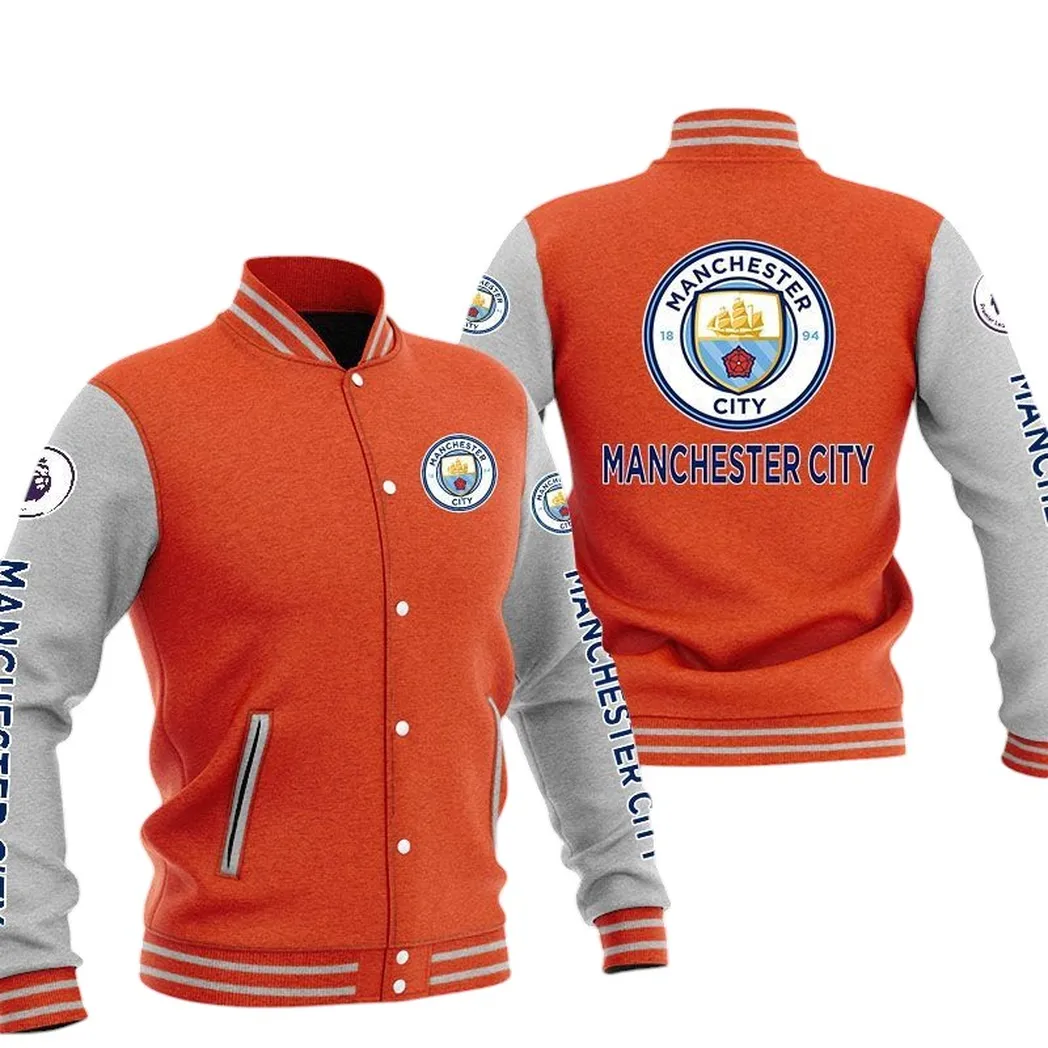 Manchester City EPL Baseball Jacket SPO1320009, Gift For Fan Manchester City - Orange