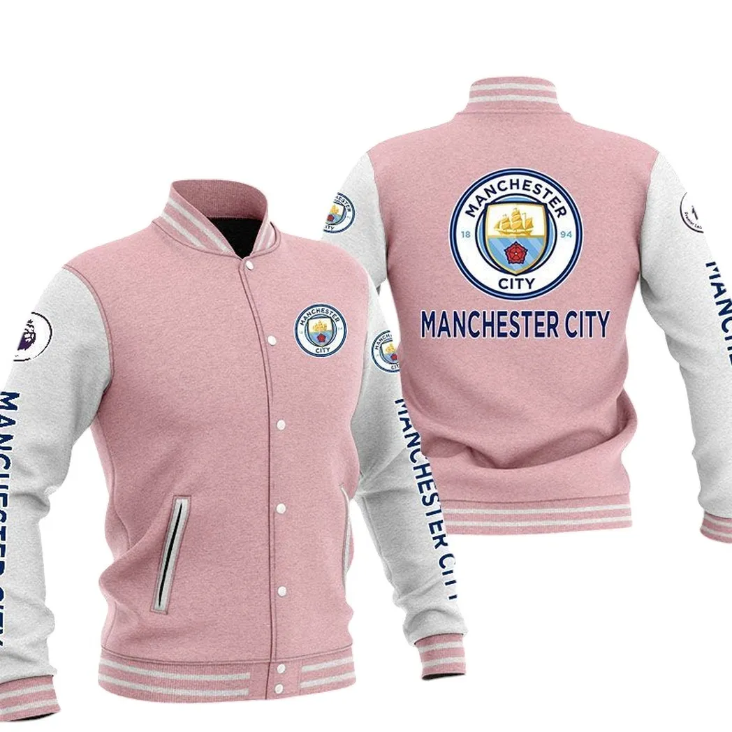 Manchester City EPL Baseball Jacket SPO1320009, Gift For Fan Manchester City - Pink