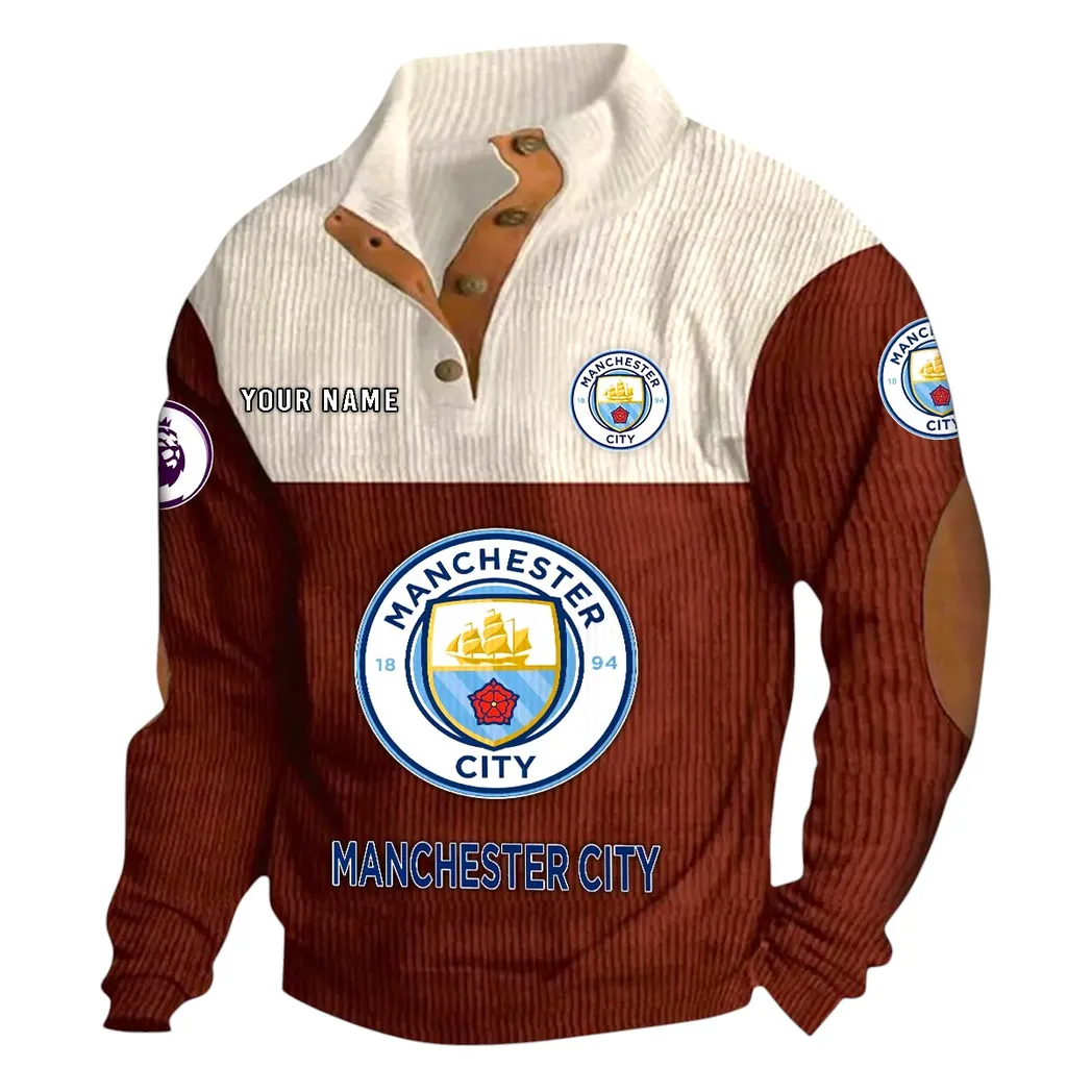 Manchester City  EPL Stand Up Collar Base Shirt SPO0820005, Gift For Fan Manchester City  - Burgundy