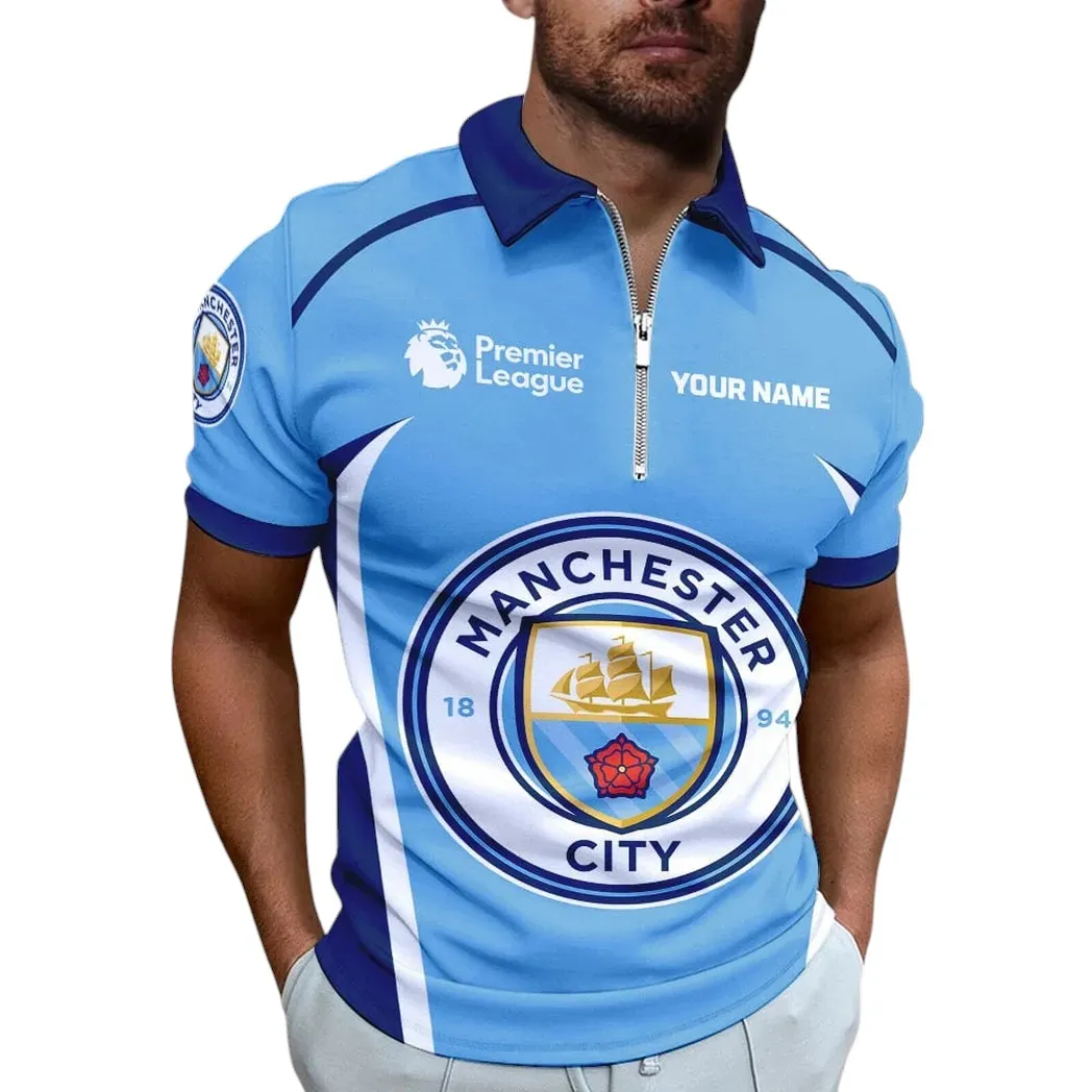Manchester City EPL Zipper Polo Shirt SPO0713010, Gift For Fan Manchester City