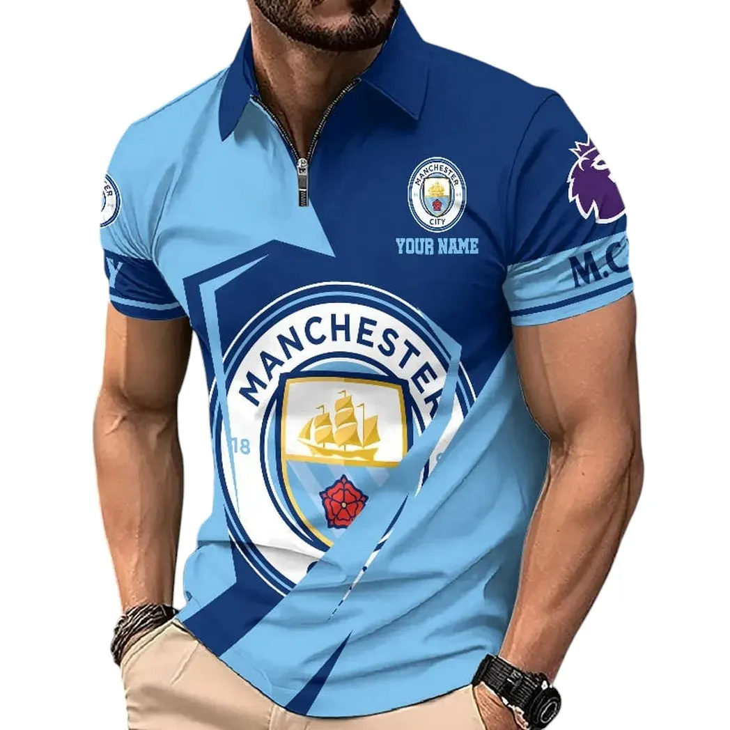 Manchester City EPL Zipper Polo Shirt SPO0713022, Gift For Fan Manchester City