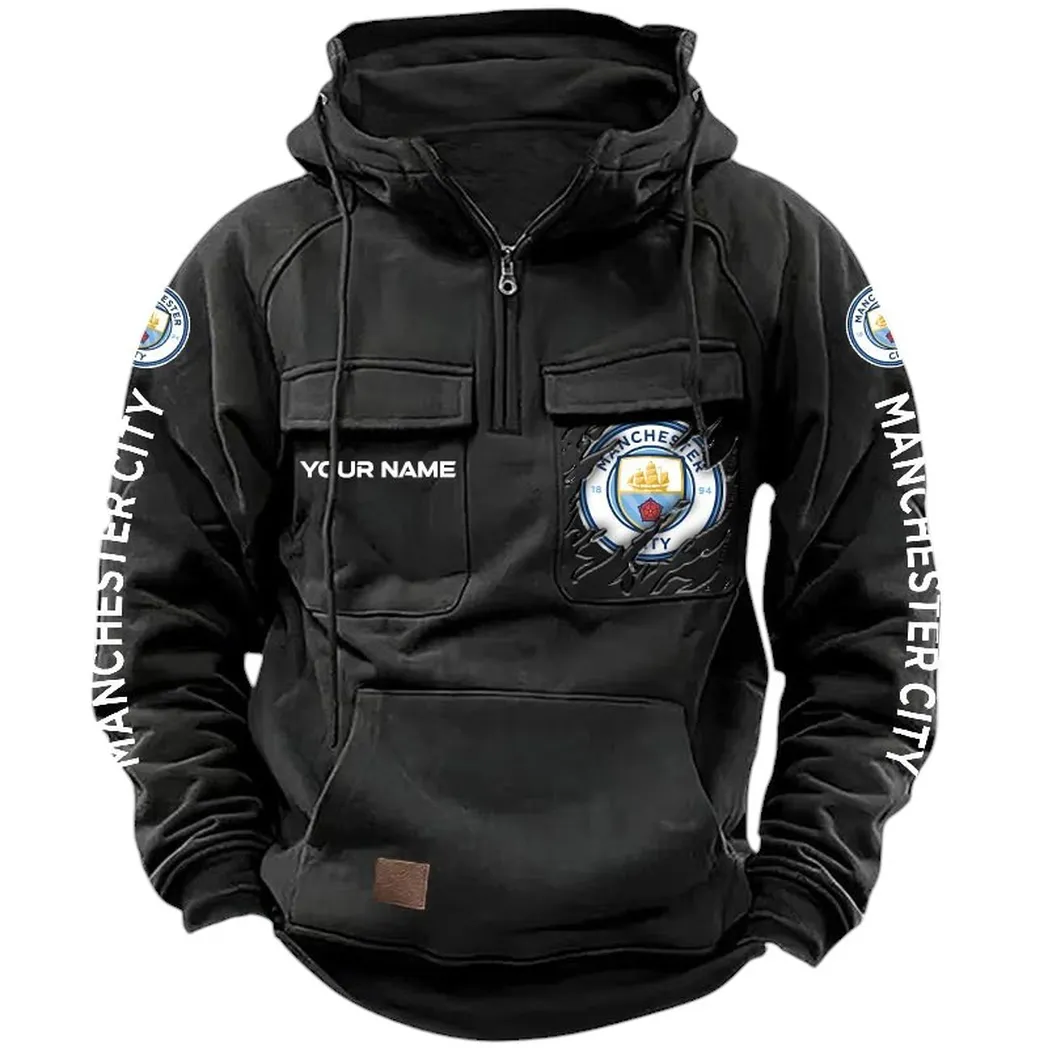 Manchester City Hoodie  Tactical Quarter Zip, All Over Print Hoodie Manchester City EPL17042625340 - Black