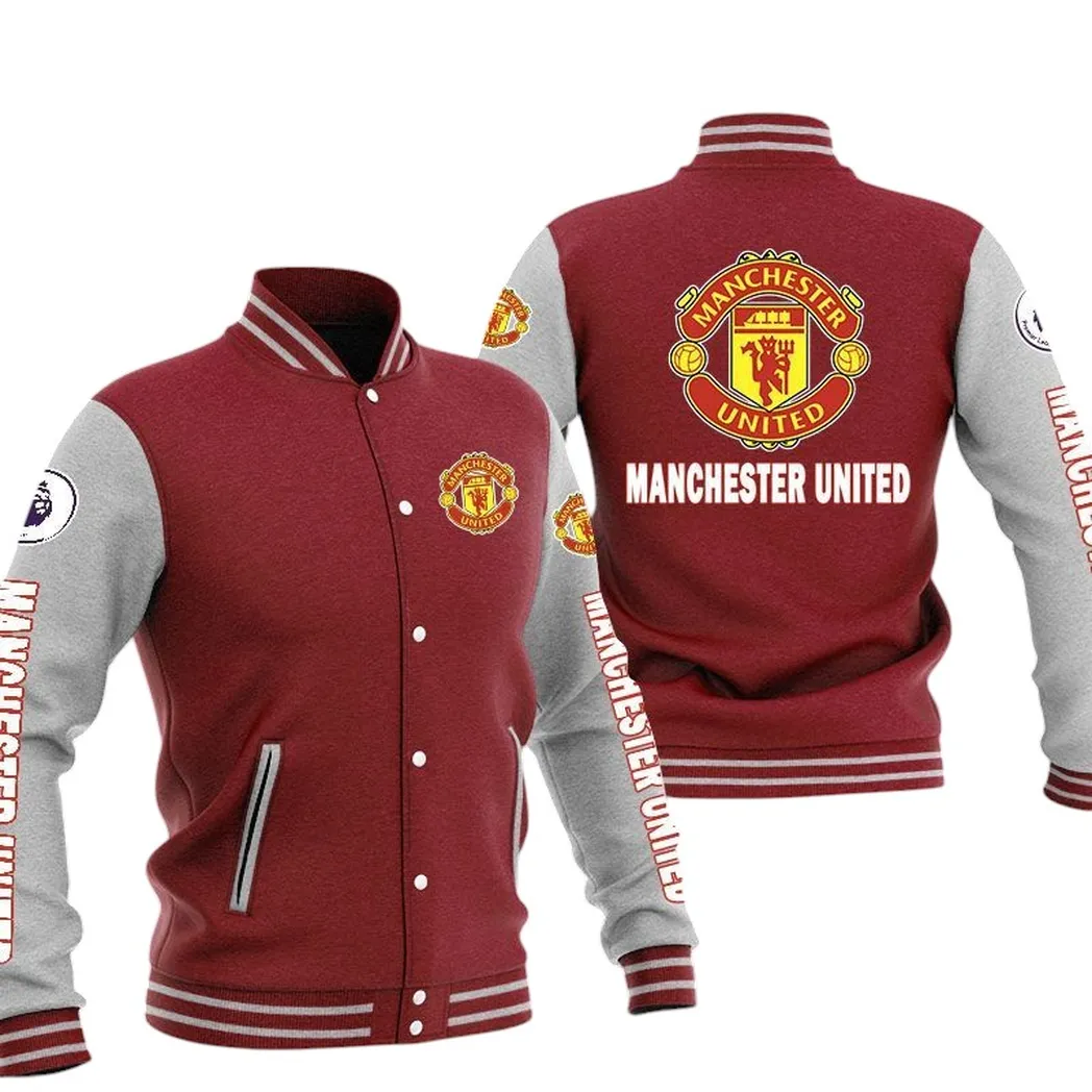 Manchester United EPL Baseball Jacket SPO1320008, Gift For Fan Manchester United - Burgundy
