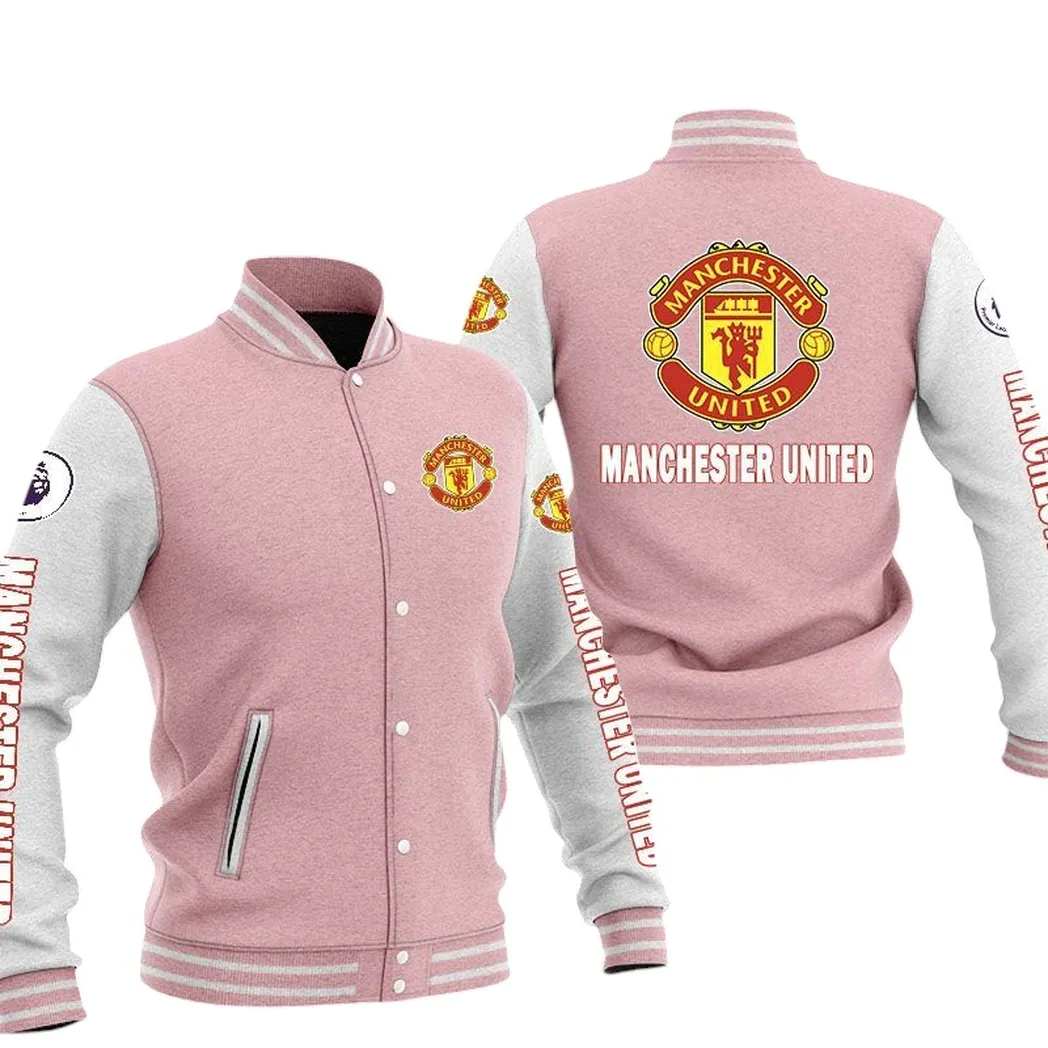 Manchester United EPL Baseball Jacket SPO1320008, Gift For Fan Manchester United - Pink