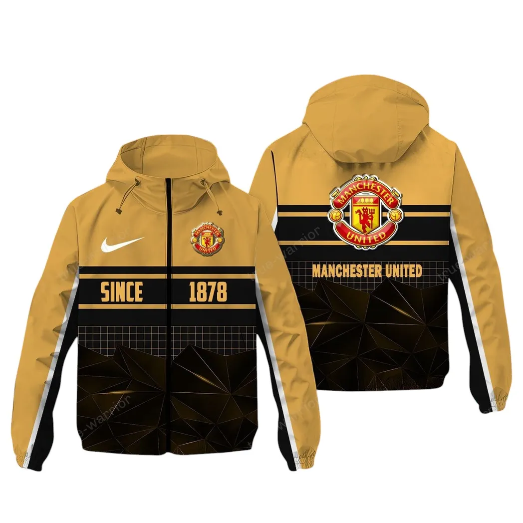 Manchester United EPL Windbreaker Jacket SPO0720015, Gift For Fan Manchester United - Khaki