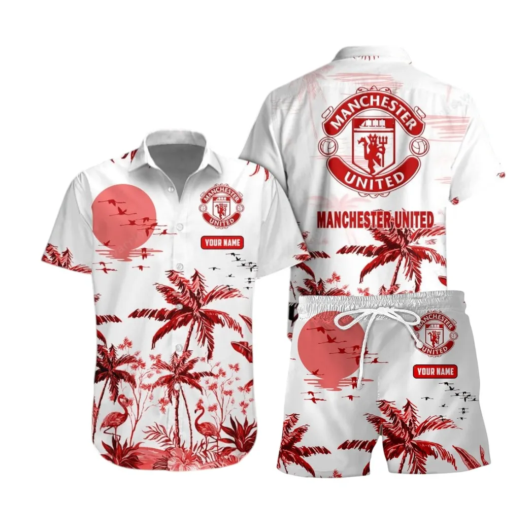 Manchester United Hawaiian Shirt Set For Men, All Over Print Hawaiian Shirt Set Manchester United EPL0204212513
