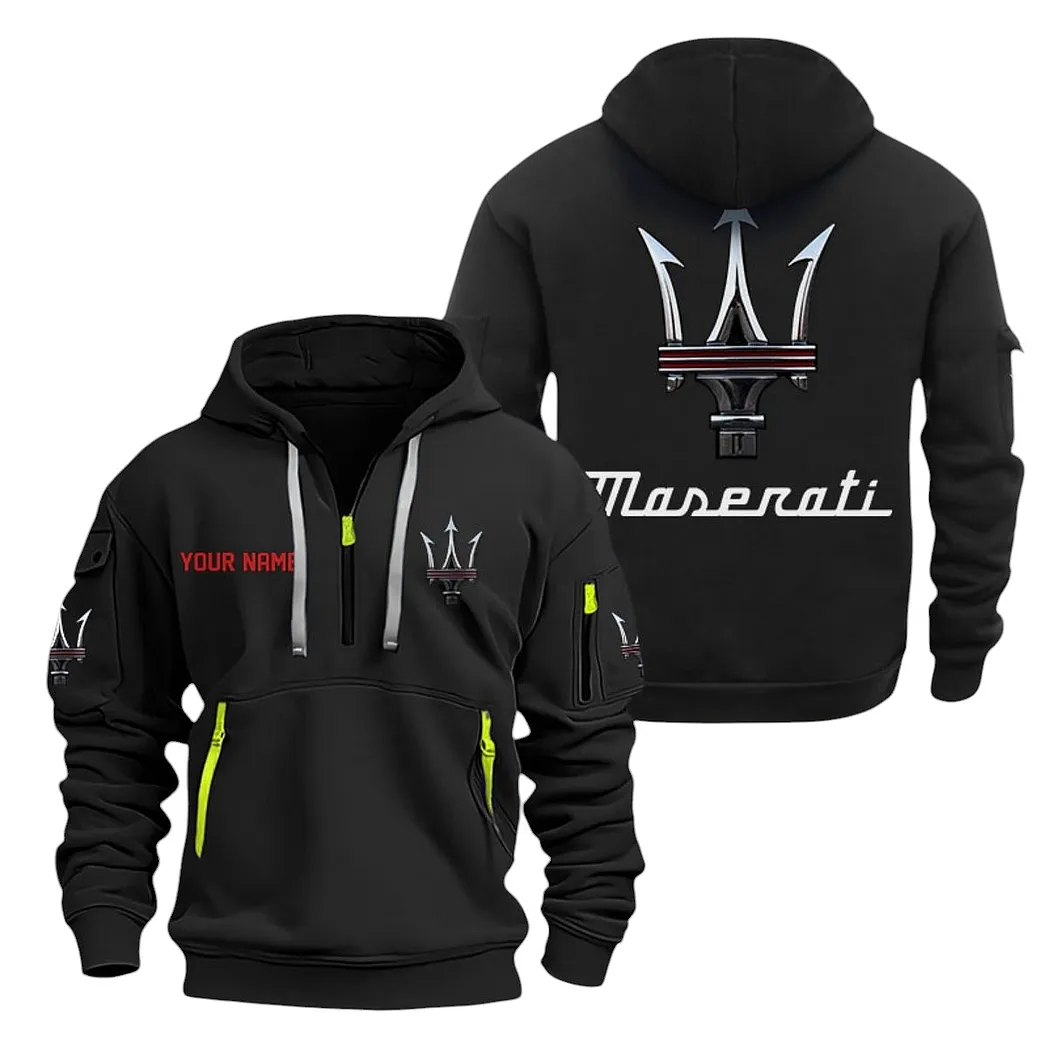 Maserati Half Zip Hoodie For Men, Gift For Maserati Lovers CAR20022125747 - Black
