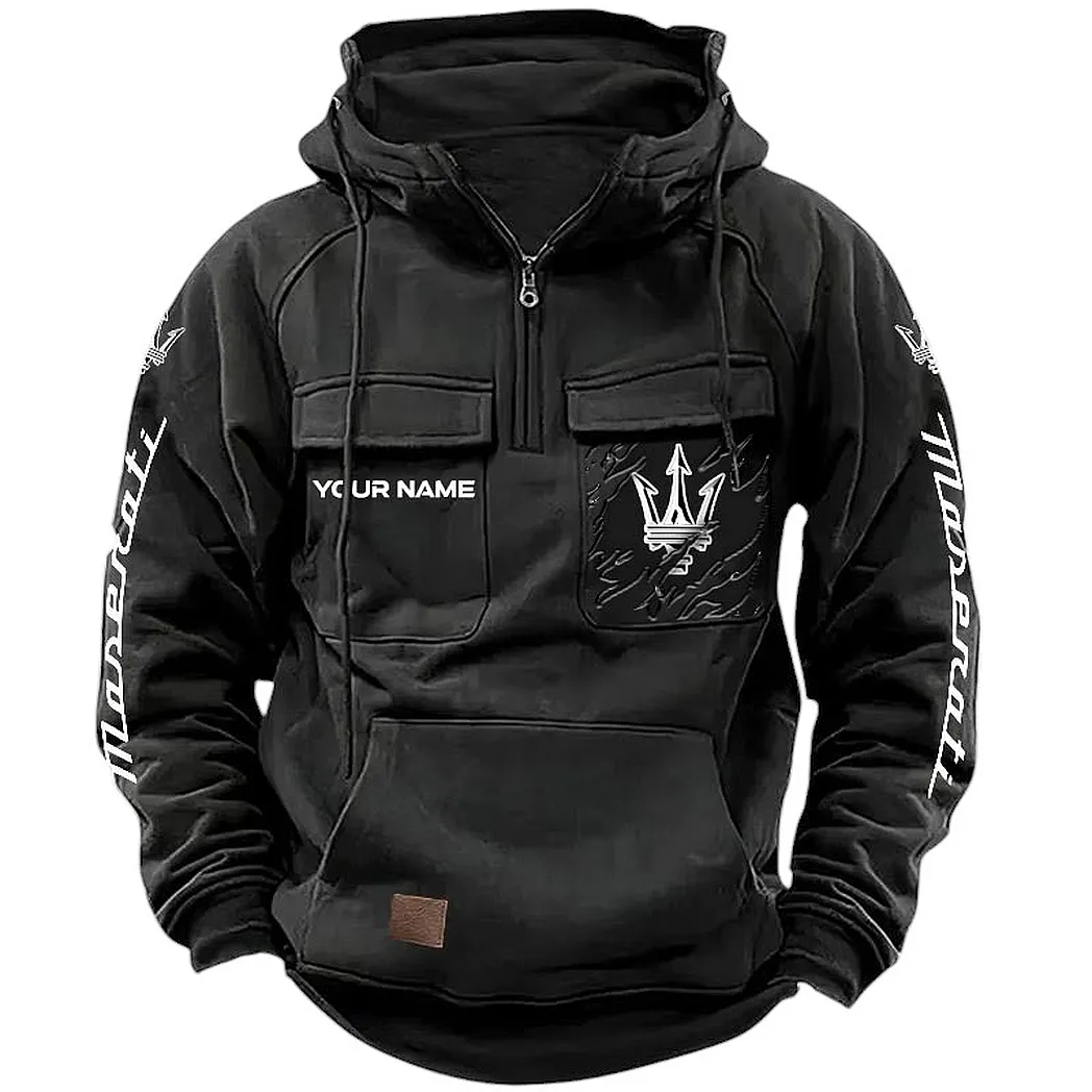 Maserati Hoodie Tactical Quarter Zip, Gift For Maserati Lovers CAR164022425166 - Black
