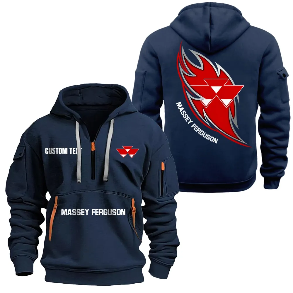 Massey Ferguson Hoodie Half Zipper CAR1701112127, CAR All Over Print Hoodie Half Zipper - Navy