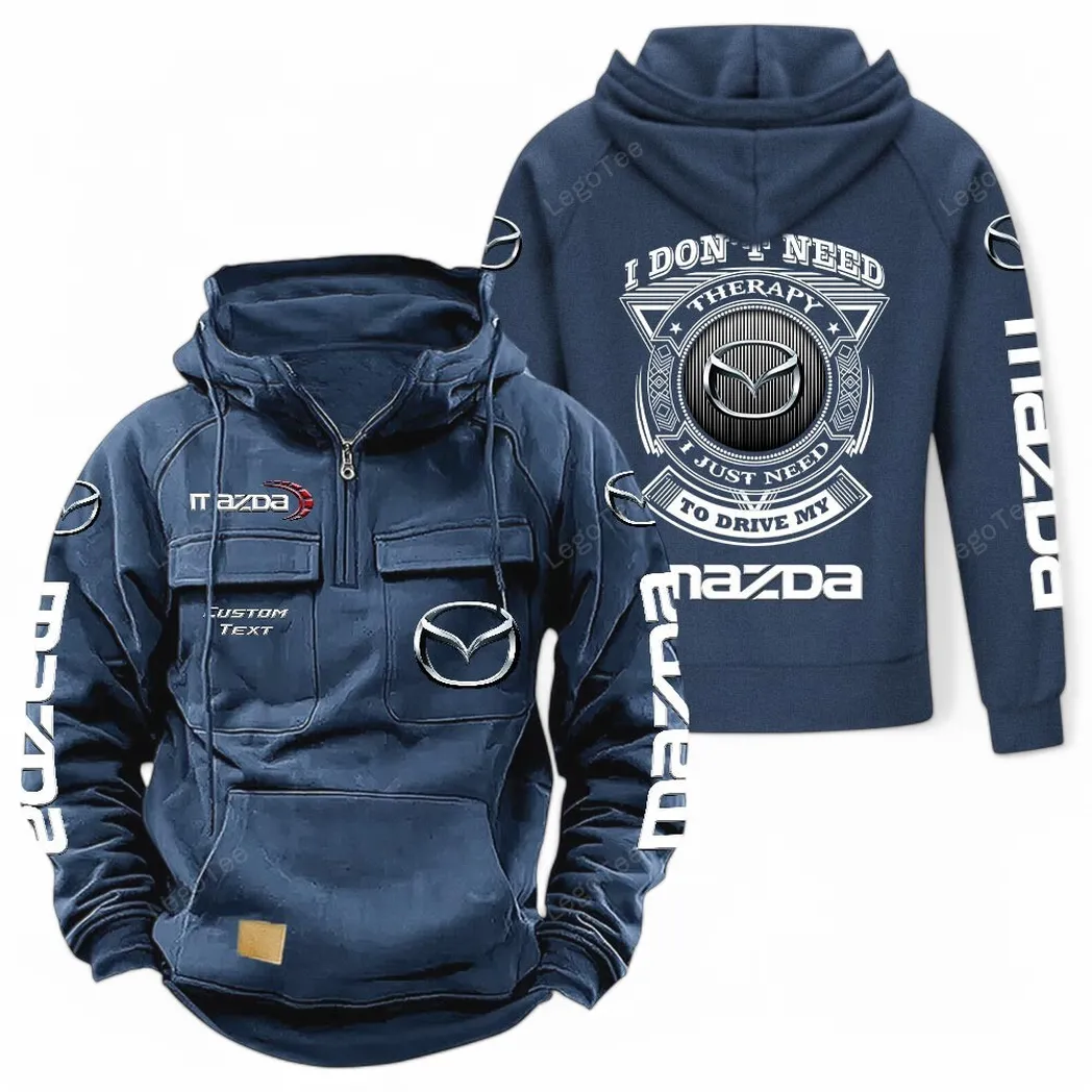 Mazda Tactical Quarter Zip Hoodie CAR106021525056, Gifts For Men, Him, Husband, Boyfriend - Dark Blue