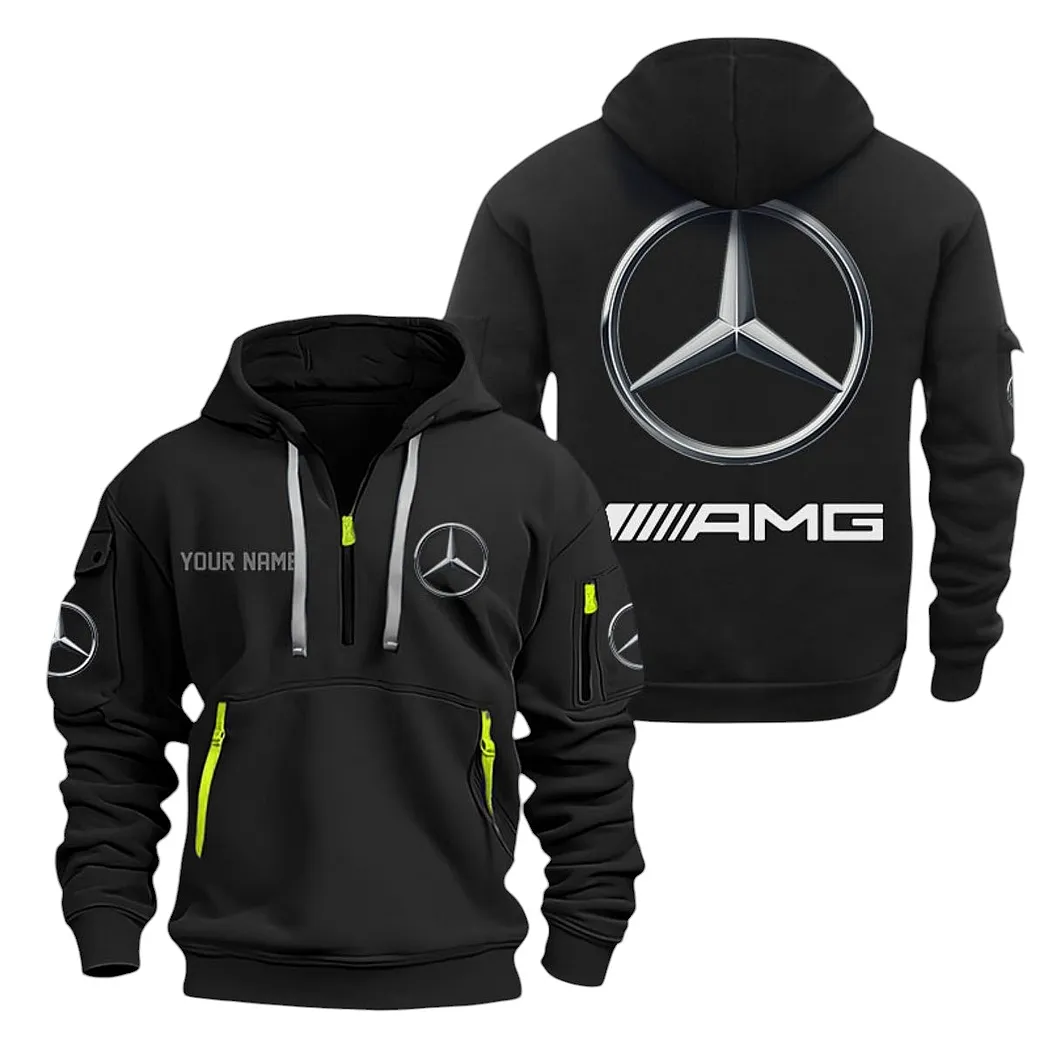 Mercedes AMG Half Zip Hoodie For Men, Gift For Mercedes AMG Lovers CAR20022125680 - Black