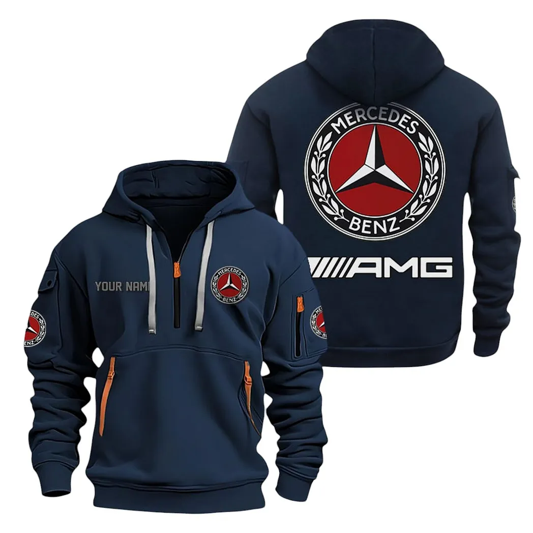 Mercedes AMG Half Zip Hoodie For Men, Gift For Mercedes AMG Lovers CAR20022125709 - Navy