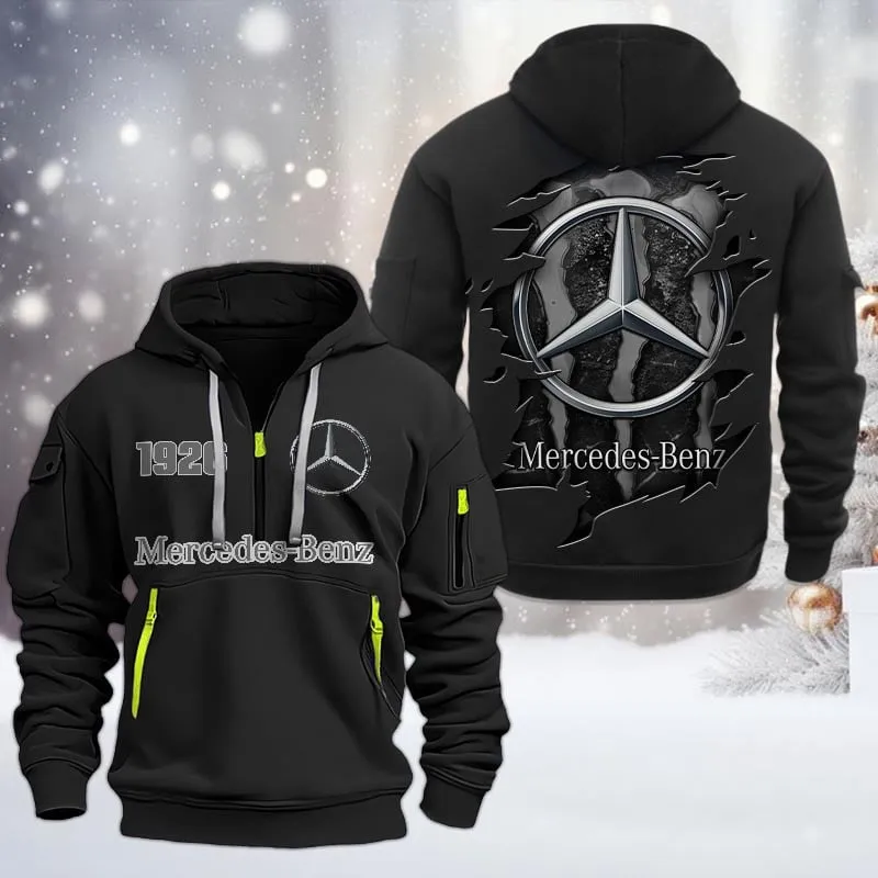 Mercedes Benz Half Zip Hoodie, All Over Print Half Zip Hoodies For Men CAR198032726 - Black