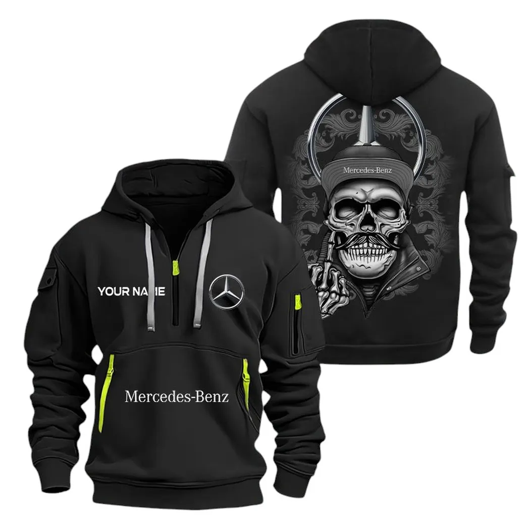Mercedes Benz Half Zip Hoodie For Men, Gift For Mercedes Benz Fan CAR166022625176 - Black