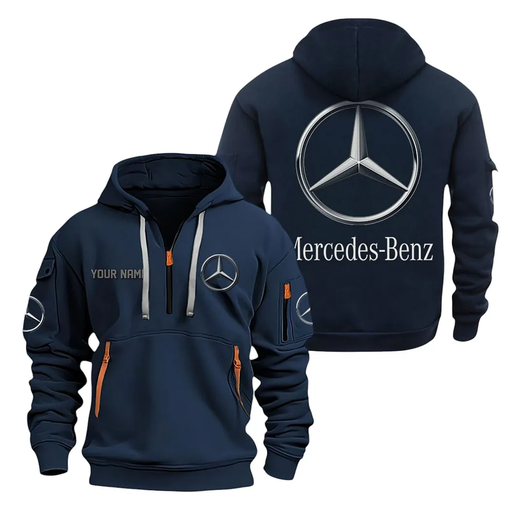 Mercedes Benz Half Zip Hoodie For Men, Gift For Mercedes Benz Lovers CAR20022125684 - Navy
