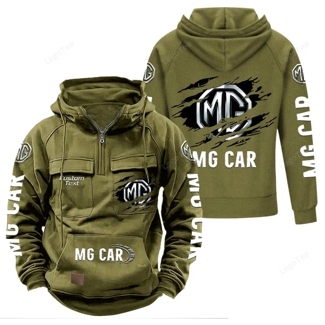 MG Cars Tactical Quarter Zip Hoodie, Gift For MG Cars Lovers, Gift For Him, Husband, Boyfriend - Army Green CAR122021425028-1