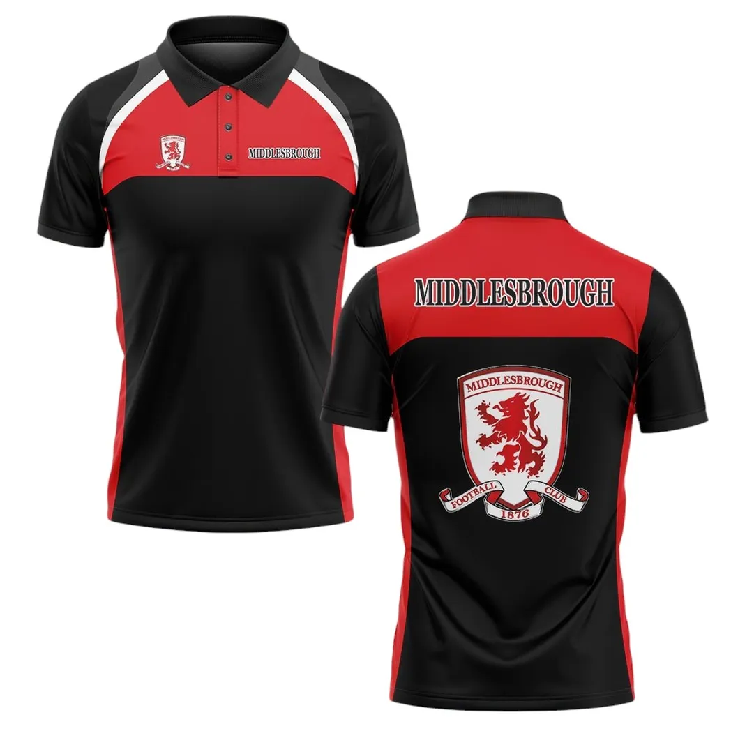 Middlesbrough Polo Shirt Classic Style Black EPL22042525467