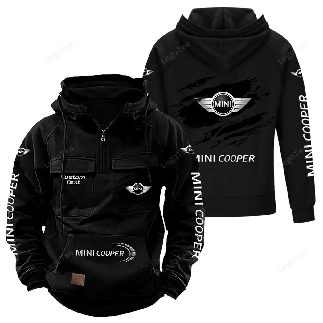 Mini Cooper Tactical Quarter Zip Hoodie, Gift For Mini Cooper Lovers, Gift For Him, Husband, Boyfriend - Black CAR122021425062-2
