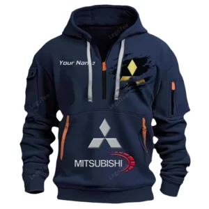 Mitsubishi Half Zip Hoodie CAR113021425797, Best Gift for Him, Husband, Boyfriend - Navy