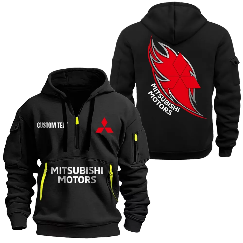 Mitsubishi Hoodie Half Zipper CAR1701112136, CAR All Over Print Hoodie Half Zipper - Black